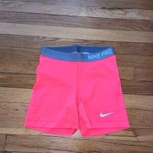 Nike Pro Pink Shorts with Gray Waistband